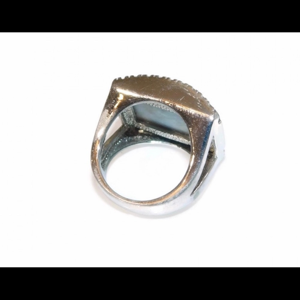 Sterling Silver Abalone Shell Statement Ring Sz 8 - image 5